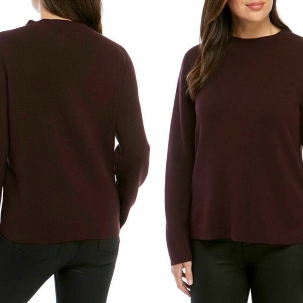 298.00 NWT EILEEN FISHER XS SILK BLEND FUNNEL NECK TOP/SWEATER CASIS